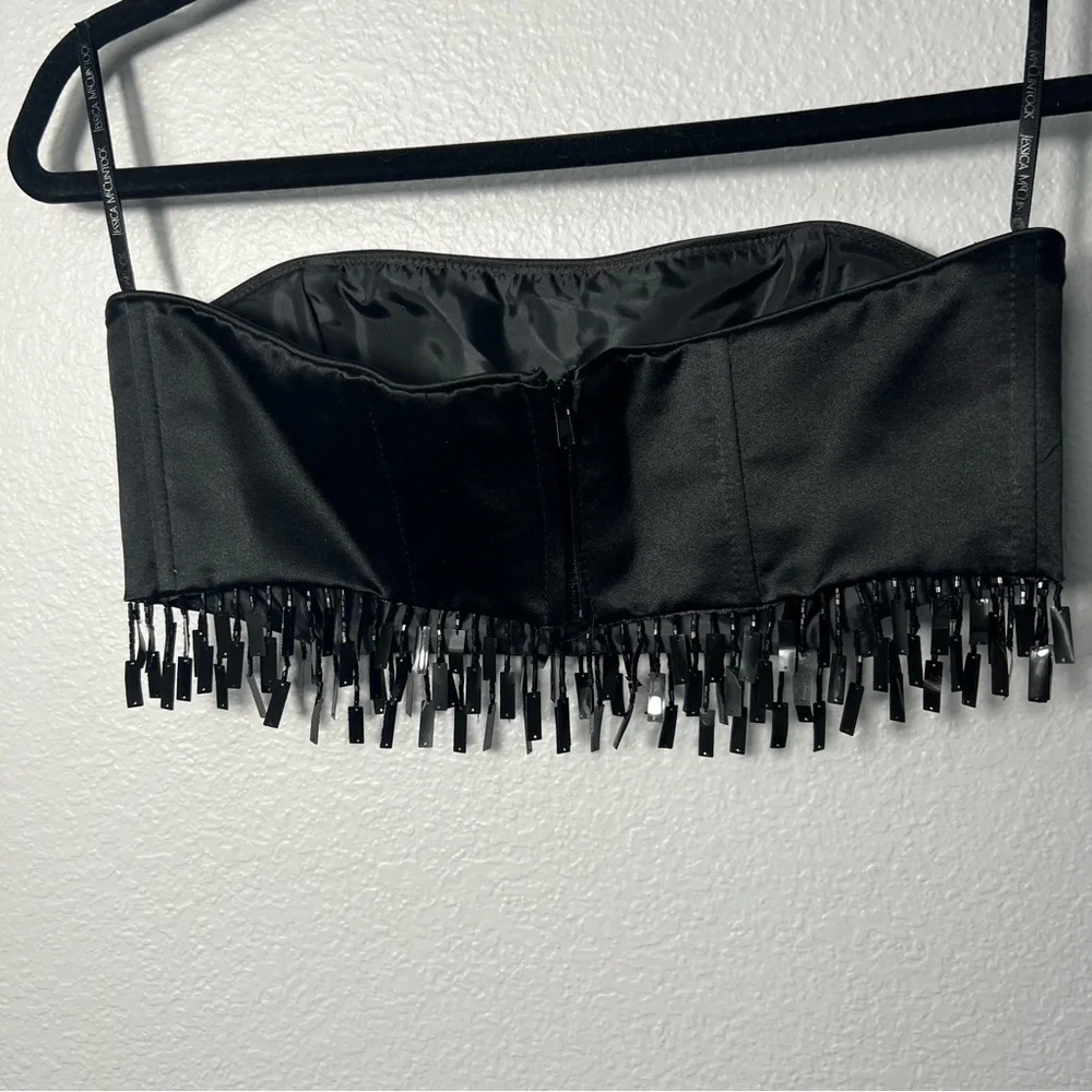 Vintage Y2K Jessica McClintock Millennium 2000 Black strapless fringe crop top - Picture 14 of 16